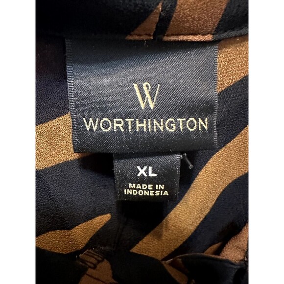 Worthington Womans Animal Print Top Size XL Old Money Corporate Preppy Boho - Picture 2 of 12